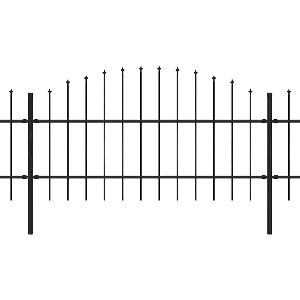 Recinzione Giardino Punta a Lancia (0,75-1)x6,8m Acciaio Nera