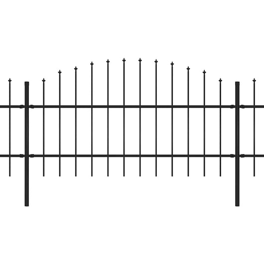 Recinzione Giardino Punta a Lancia (0,75-1)x6,8m Acciaio Nera