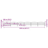 Recinzione Giardino Punta Lancia (0,75-1)x10,2m Acciaio Nera