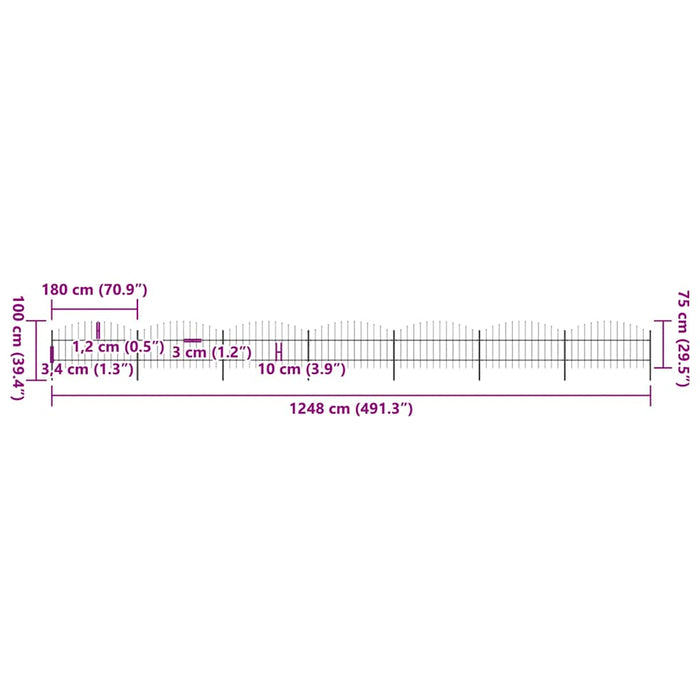 Recinzione Giardino Punta Lancia (0,75-1)x11,9m Acciaio Nera