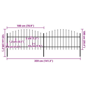 Recinzione Giardino Punta a Lancia (1-1,25)x3,4m Acciaio Nero cod mxl 22641