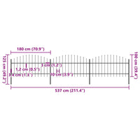 Recinzione Giardino Punta a Lancia (1-1,25)x5,1m Acciaio Nera cod mxl 22668