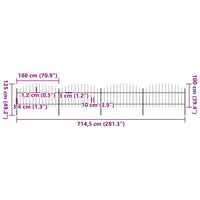 Recinzione Giardino Punta a Lancia (1-1,25)x6,8m Acciaio Nero cod mxl 22653