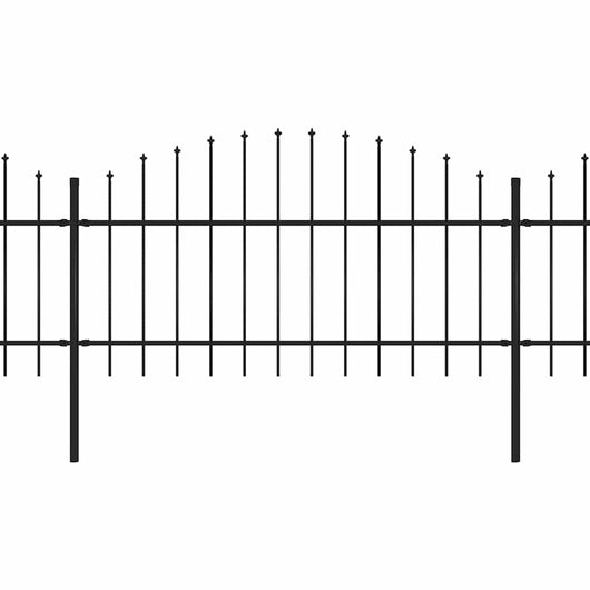 Recinzione da Giardino con Punta a Lancia in Acciaio 1070x125 cm Nero 277726