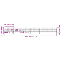 Recinzione Giardino Punta Lancia (1-1,25)x10,2m Acciaio Nera cod mxl 22652