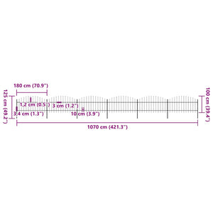 Recinzione Giardino Punta Lancia (1-1,25)x10,2m Acciaio Nera cod mxl 22652