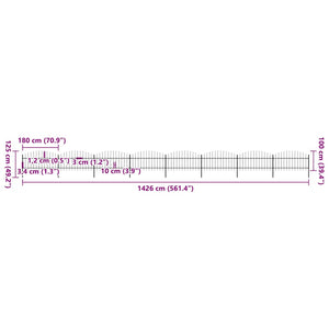 Recinzione Giardino Punta a Lancia(1-1,25)x13,6m Acciaio Nero cod mxl 22645