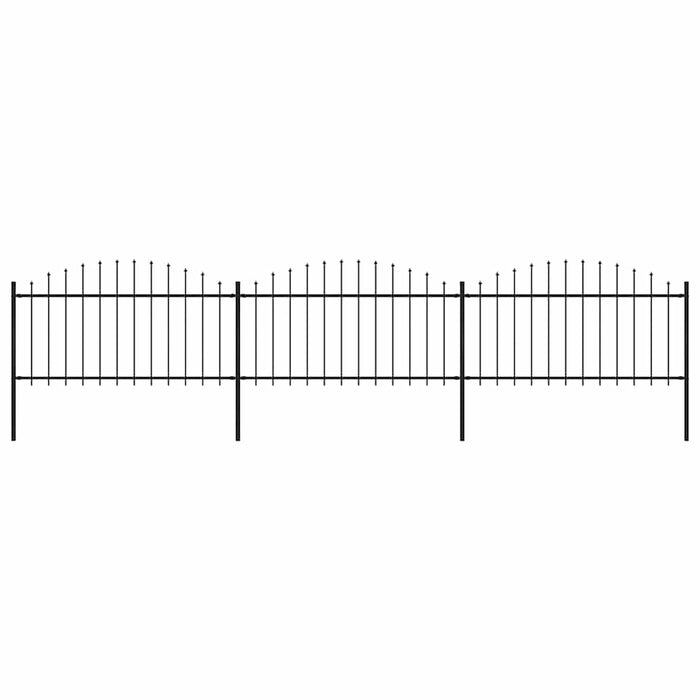 Recinzione Giardino Punta a Lancia (1,25-1,5)x5,1m Acciaio Nera cod mxl 12115