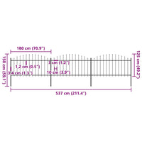 Recinzione Giardino Punta a Lancia (1,25-1,5)x5,1m Acciaio Nera cod mxl 12115