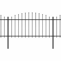 Recinzione Giardino Punta a Lancia (1,25-1,5)x3,4m Acciaio Nero