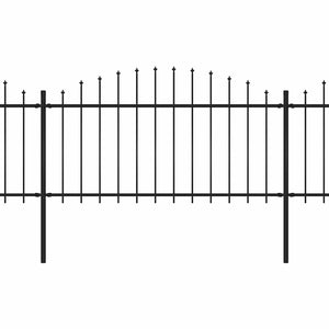 Recinzione Giardino Punta a Lancia (1,25-1,5)x3,4m Acciaio Nero