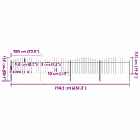 Recinzione Giardino Punta a Lancia (1,25-1,5)x3,4m Acciaio Nero