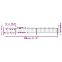 Recinzione Giardino Punta a Lancia (1,25-1,5)x8,5m Acciaio Nera cod mxl 12120