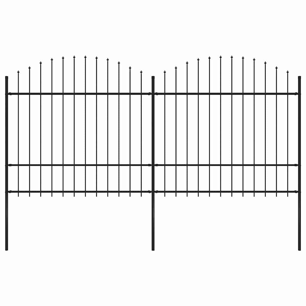 Recinzione Giardino Punta a Lancia (1,5-1,75)x3,4m Acciaio Nera cod mxl 19128