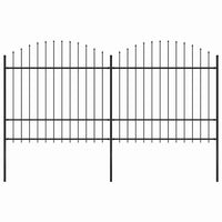 Recinzione Giardino Punta a Lancia (1,5-1,75)x3,4m Acciaio Nera cod mxl 19128