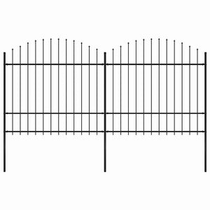 Recinzione Giardino Punta a Lancia (1,5-1,75)x3,4m Acciaio Nera cod mxl 19128