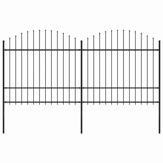 Recinzione Giardino Punta a Lancia (1,5-1,75)x3,4m Acciaio Nera cod mxl 19128