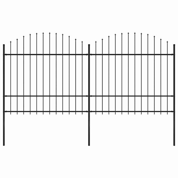 Recinzione Giardino Punta a Lancia (1,5-1,75)x3,4m Acciaio Nera cod mxl 19128