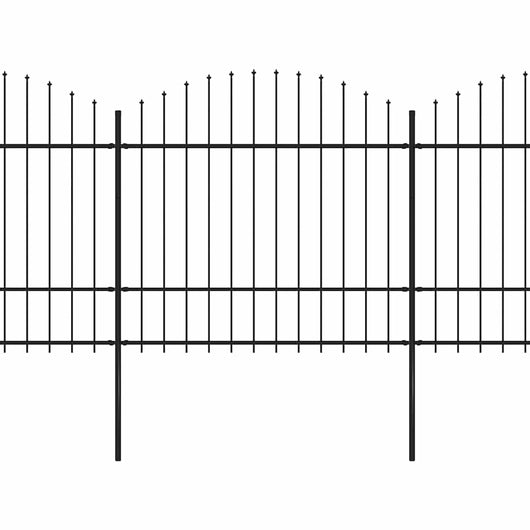 Recinzione Giardino Punta a Lancia (1,5-1,75)x3,4m Acciaio Nera cod mxl 19128