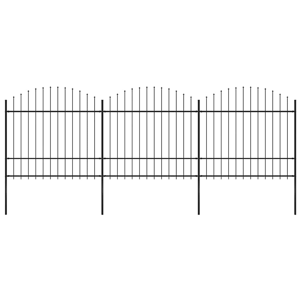 Recinzione Giardino Punta a Lancia (1,5-1,75)x5,1m Acciaio Nera cod mxl 19141