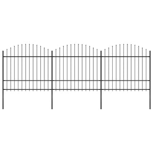 Recinzione Giardino Punta a Lancia (1,5-1,75)x5,1m Acciaio Nera cod mxl 19141