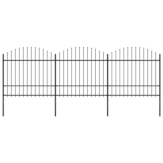 Recinzione Giardino Punta a Lancia (1,5-1,75)x5,1m Acciaio Nera cod mxl 19141