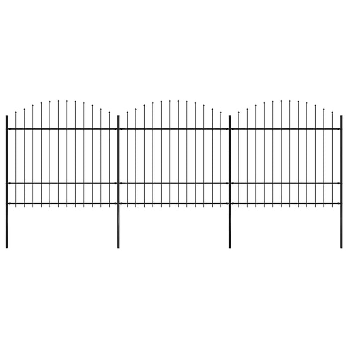 Recinzione Giardino Punta a Lancia (1,5-1,75)x5,1m Acciaio Nera cod mxl 19141