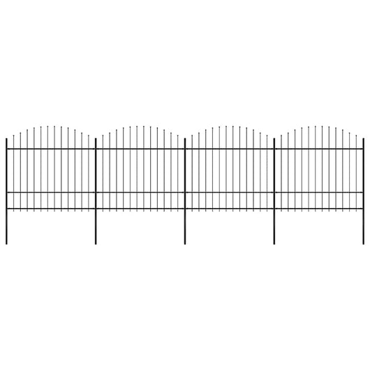 Recinzione Giardino Punta a Lancia (1,5-1,75)x6,8m Acciaio Nera cod mxl 19147