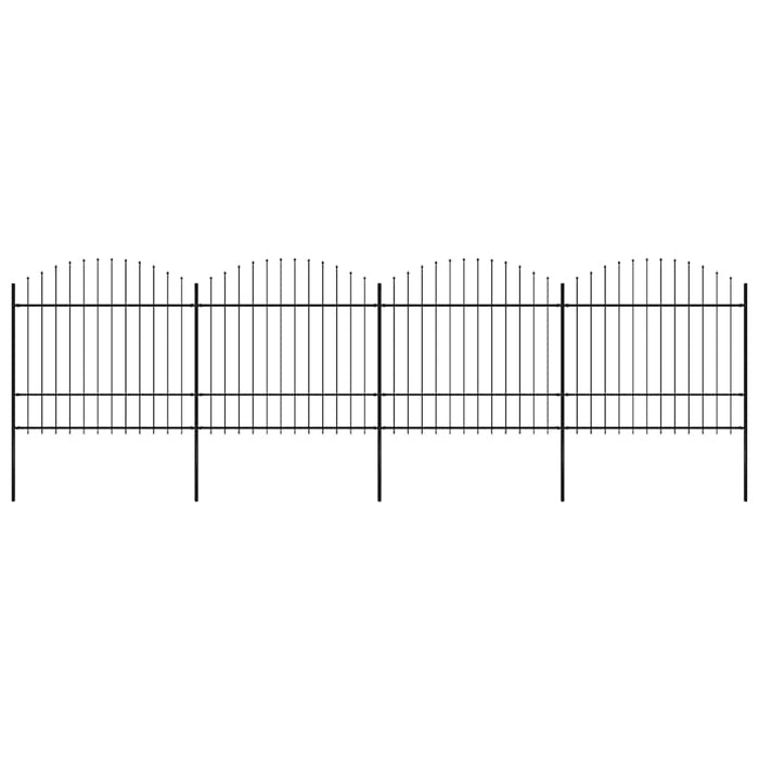 Recinzione Giardino Punta a Lancia (1,5-1,75)x6,8m Acciaio Nera cod mxl 19147