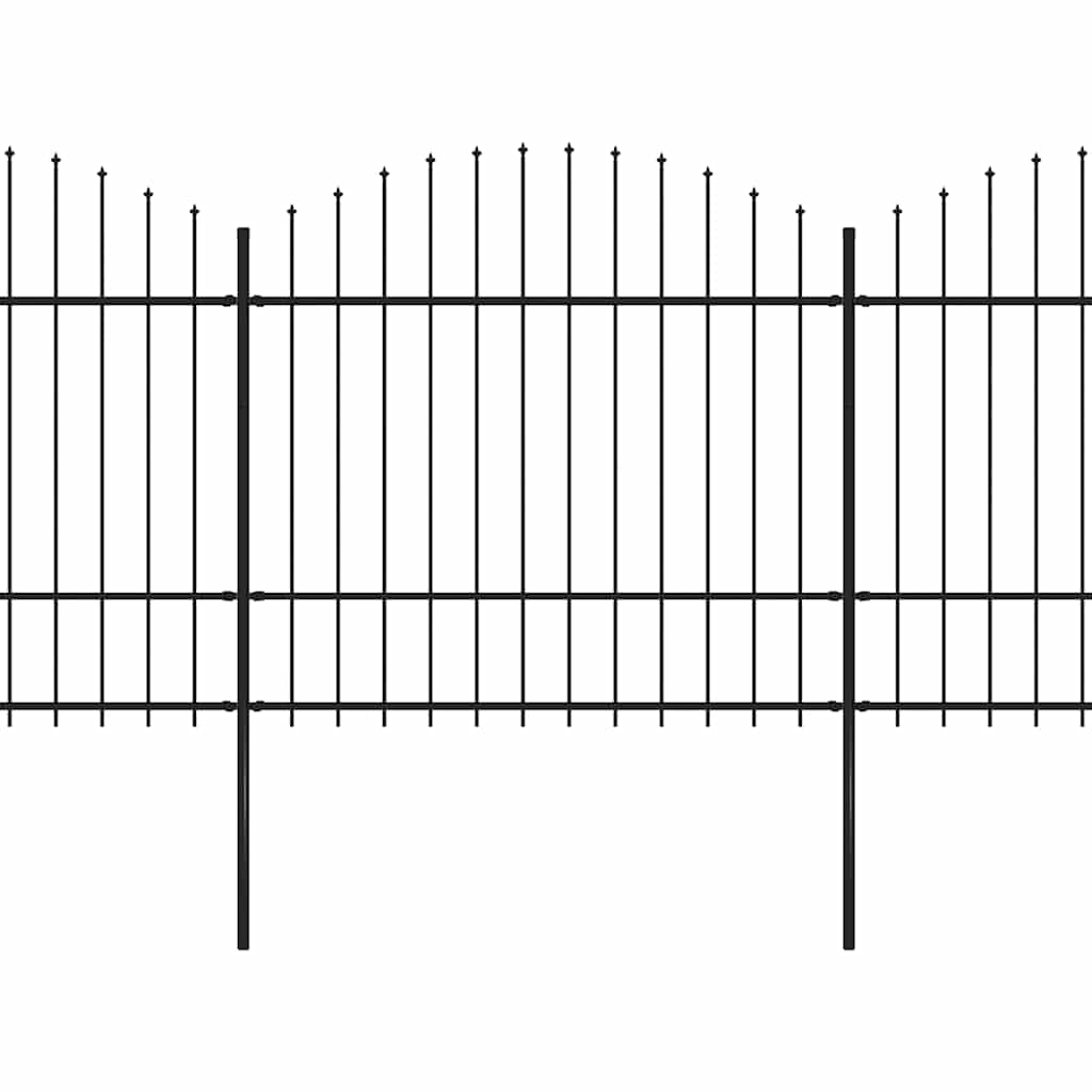 Recinzione Giardino Punta a Lancia (1,5-1,75)x6,8m Acciaio Nera cod mxl 19147