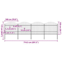 Recinzione Giardino Punta a Lancia (1,5-1,75)x6,8m Acciaio Nera cod mxl 19147