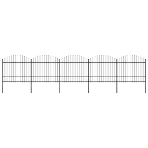 Recinzione Giardino Punta a Lancia (1,5-1,75)x8,5m Acciaio Nera cod mxl 19132