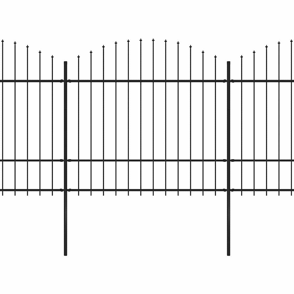 Recinzione Giardino Punta a Lancia (1,5-1,75)x8,5m Acciaio Nera cod mxl 19132