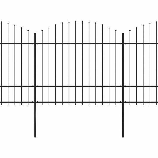 Recinzione Giardino Punta a Lancia (1,5-1,75)x8,5m Acciaio Nera cod mxl 19132