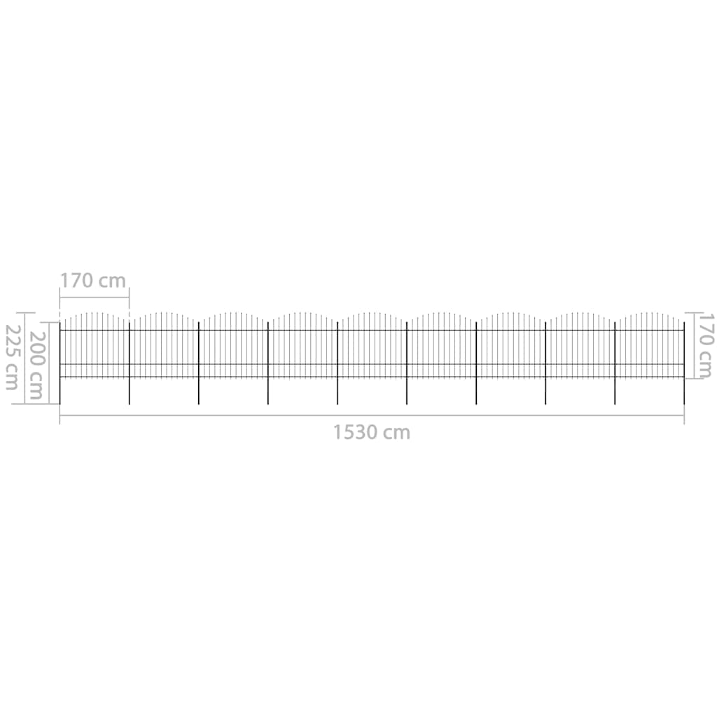 Recinto Giardino Punta a Lancia (1,5-1,75)x15,3m Acciaio Nera 277747