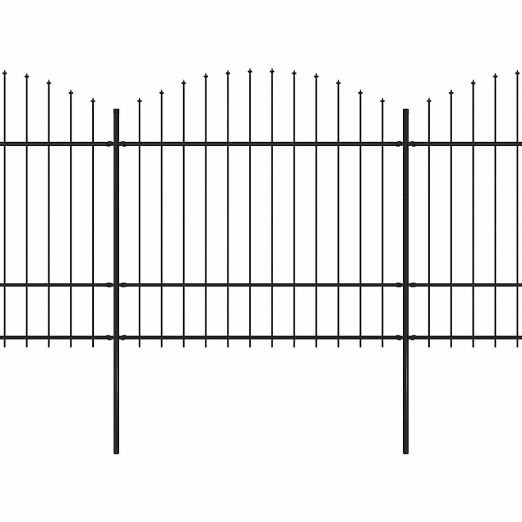 Recinzione da Giardino con Punta a Lancia in Acciaio 1781,5x175 cm Nero 277748