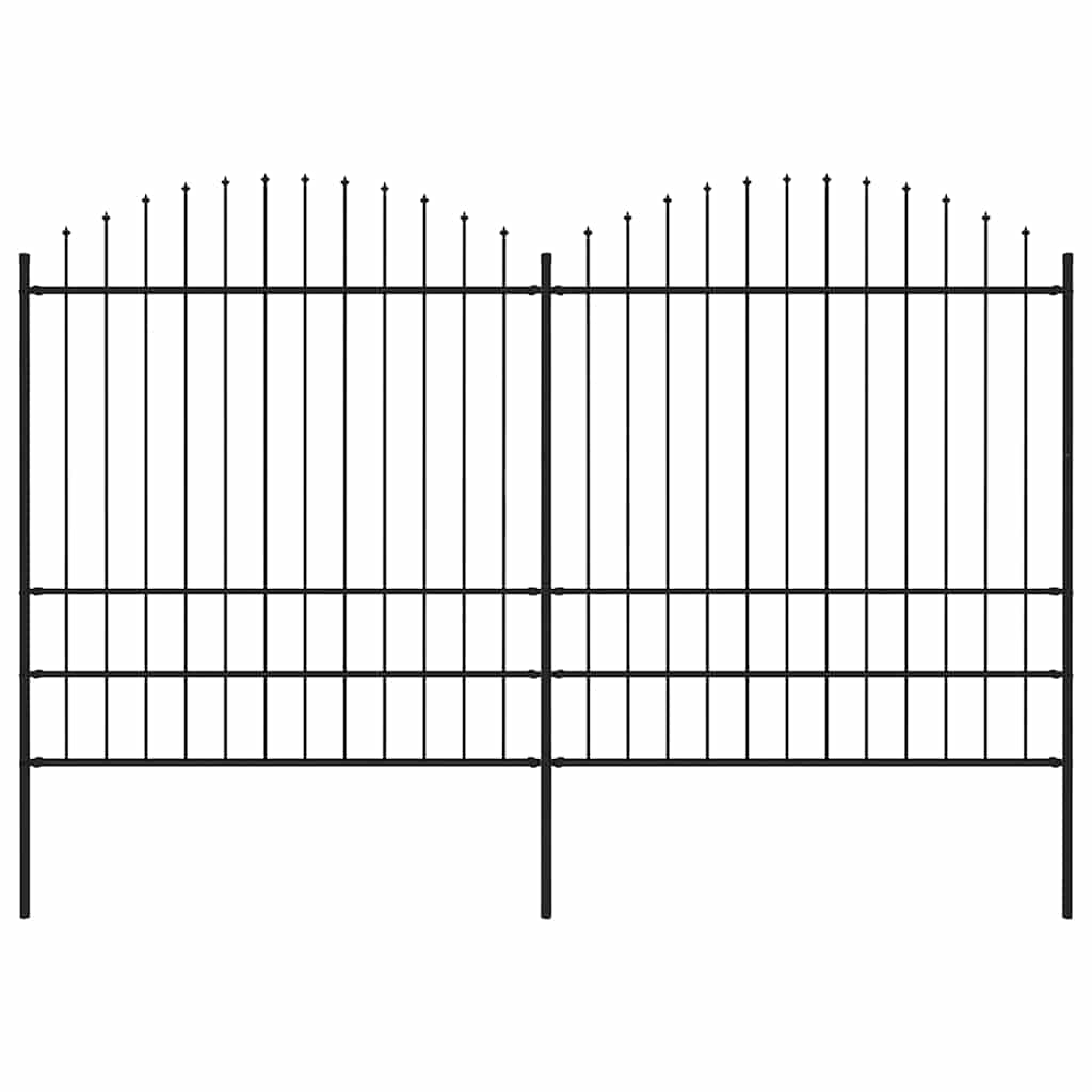 Recinzione Giardino Punta a Lancia (1,75-2)x3,4m Acciaio Nera cod mxl 16242