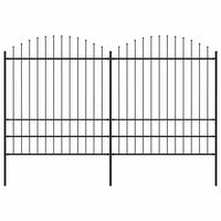 Recinzione Giardino Punta a Lancia (1,75-2)x3,4m Acciaio Nera cod mxl 16242