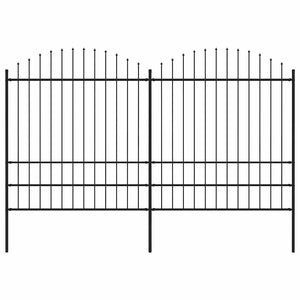 Recinzione Giardino Punta a Lancia (1,75-2)x3,4m Acciaio Nera cod mxl 16242