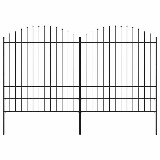 Recinzione Giardino Punta a Lancia (1,75-2)x3,4m Acciaio Nera cod mxl 16242