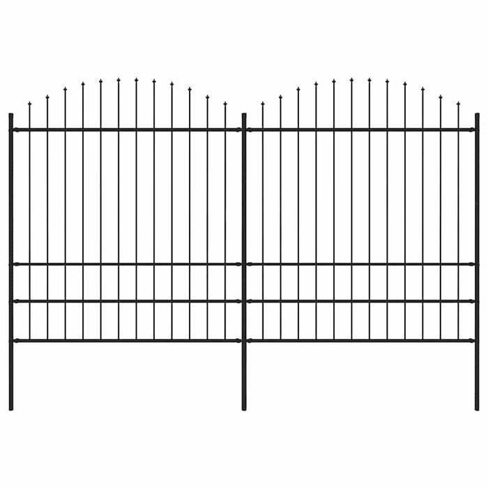 Recinzione Giardino Punta a Lancia (1,75-2)x3,4m Acciaio Nera cod mxl 16242