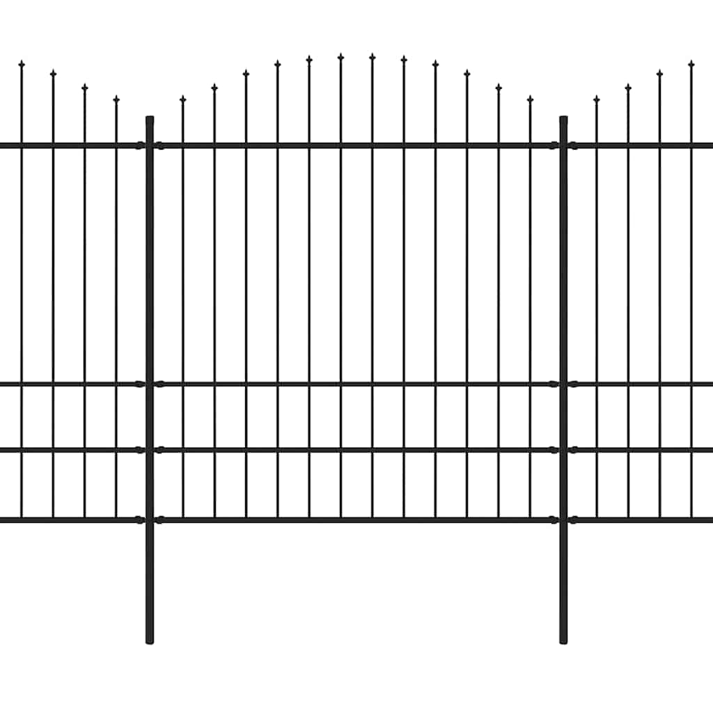 Recinzione Giardino Punta a Lancia (1,75-2)x3,4m Acciaio Nera cod mxl 16242