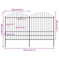 Recinzione Giardino Punta a Lancia (1,75-2)x3,4m Acciaio Nera cod mxl 16242