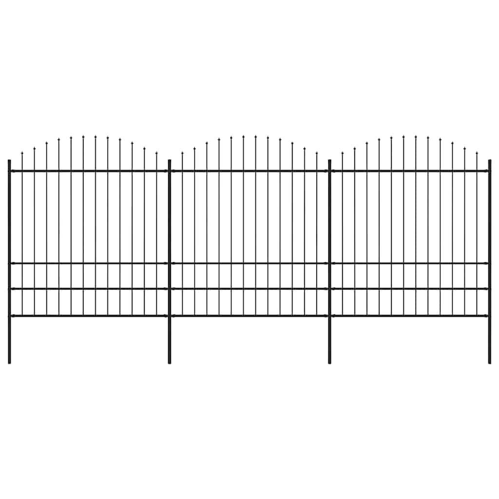 Recinzione Giardino Punta a Lancia (1,75-2)x5,1m Acciaio Nera cod mxl 15595
