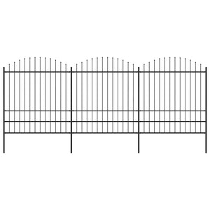 Recinzione Giardino Punta a Lancia (1,75-2)x5,1m Acciaio Nera cod mxl 15595