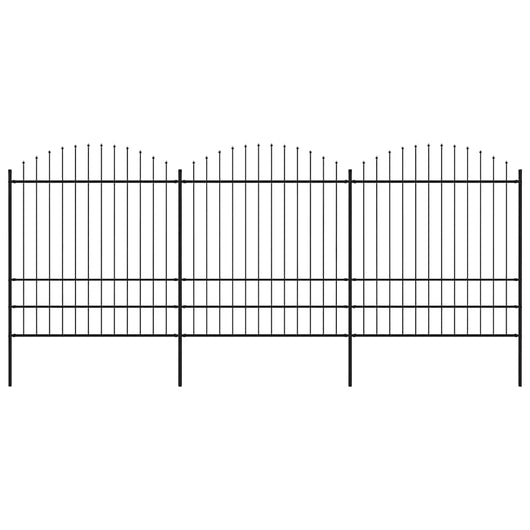 Recinzione Giardino Punta a Lancia (1,75-2)x5,1m Acciaio Nera cod mxl 15595