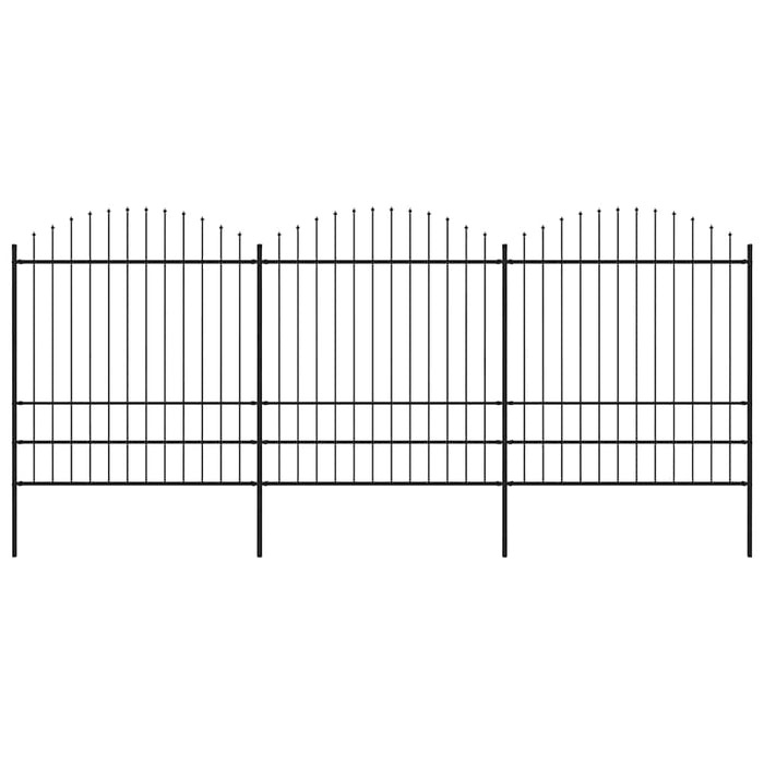 Recinzione Giardino Punta a Lancia (1,75-2)x5,1m Acciaio Nera cod mxl 15595