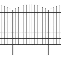 Recinzione Giardino Punta a Lancia (1,75-2)x5,1m Acciaio Nera cod mxl 15595