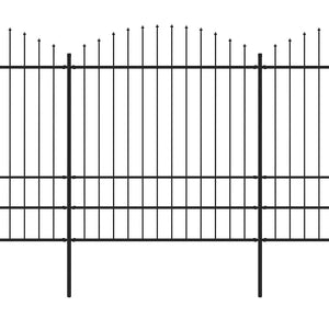 Recinzione Giardino Punta a Lancia (1,75-2)x5,1m Acciaio Nera cod mxl 15595