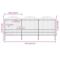 Recinzione Giardino Punta a Lancia (1,75-2)x5,1m Acciaio Nera cod mxl 15595